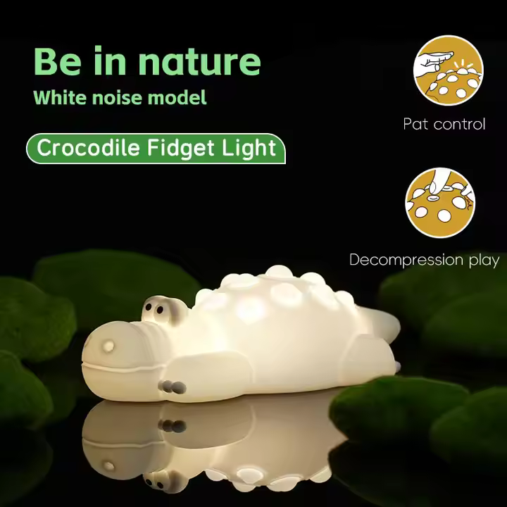 7 Color Crocodile Shape Silicone Night Light Toy for Kids